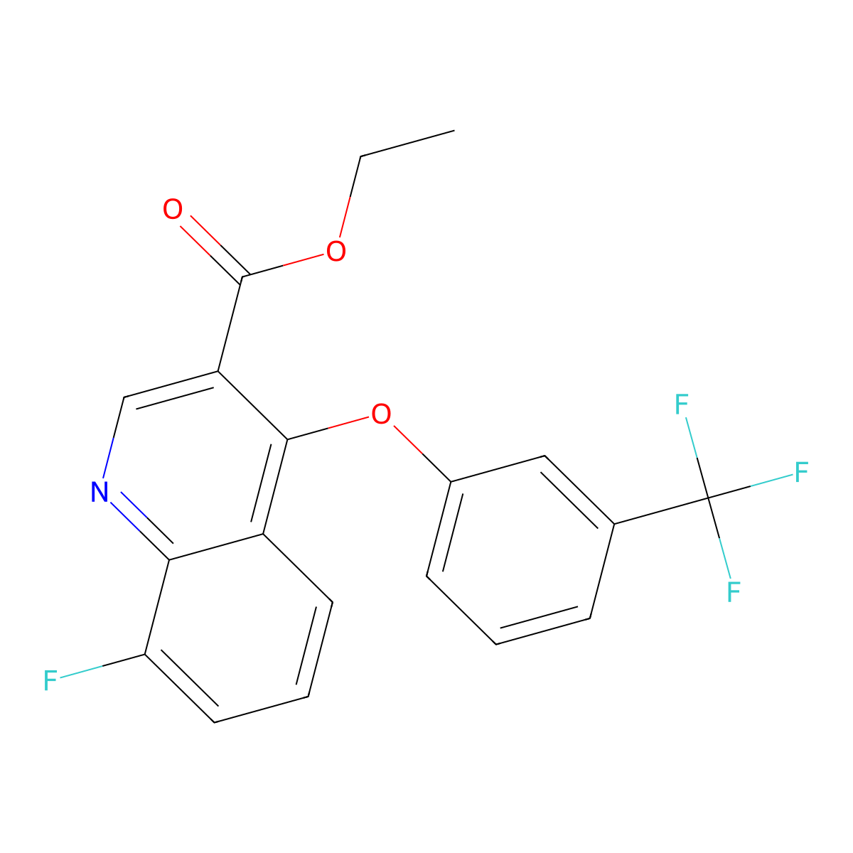Ethyl 8-fluoro-4-[3-(trifluoromethyl)phenoxy]quinoline-3-carboxylate molecular structure, CAS 477847-21-5