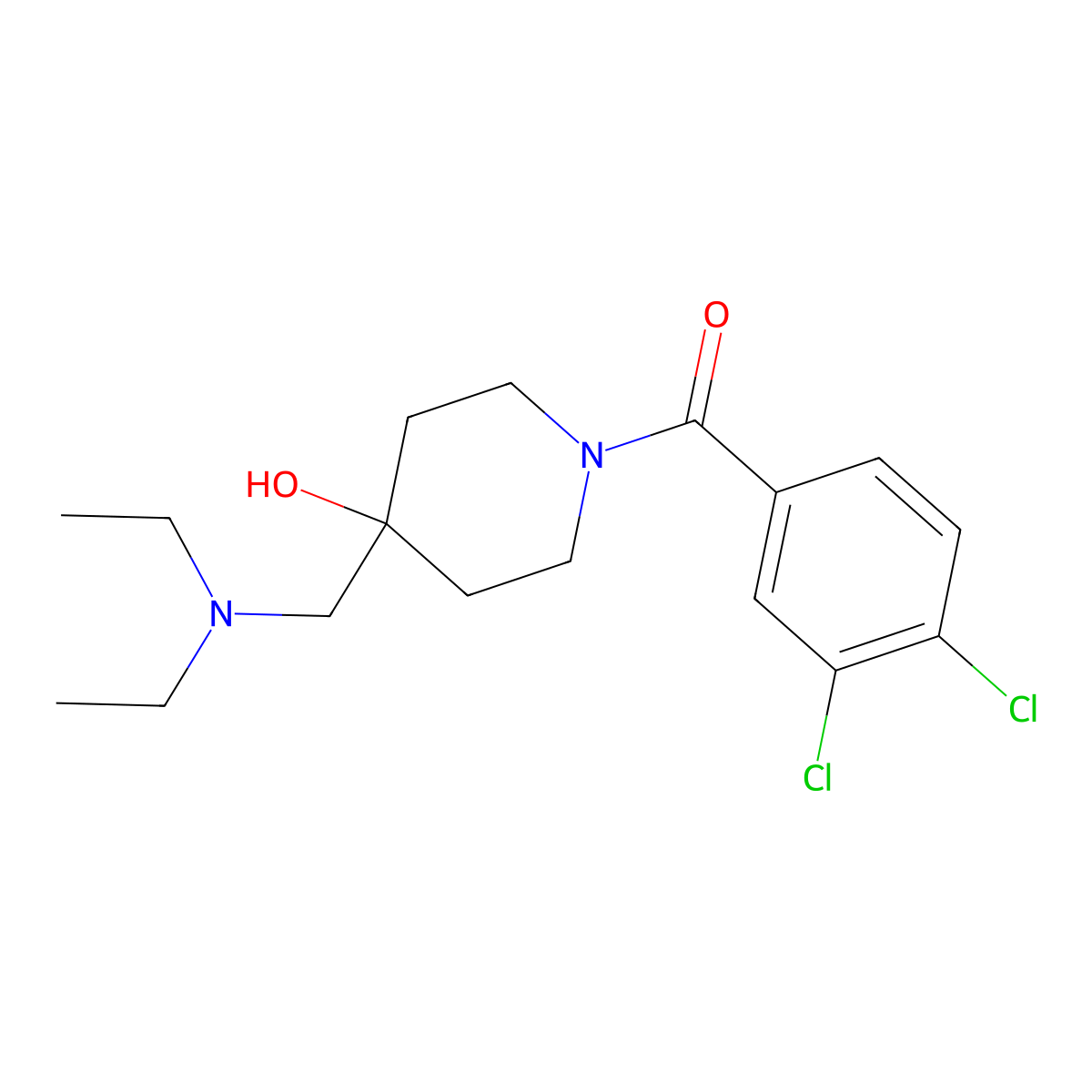 (3,4-Dichlorophenyl){4-[(diethylamino)methyl]-4-hydroxypiperidino}methanone molecular structure, CAS 477847-23-7