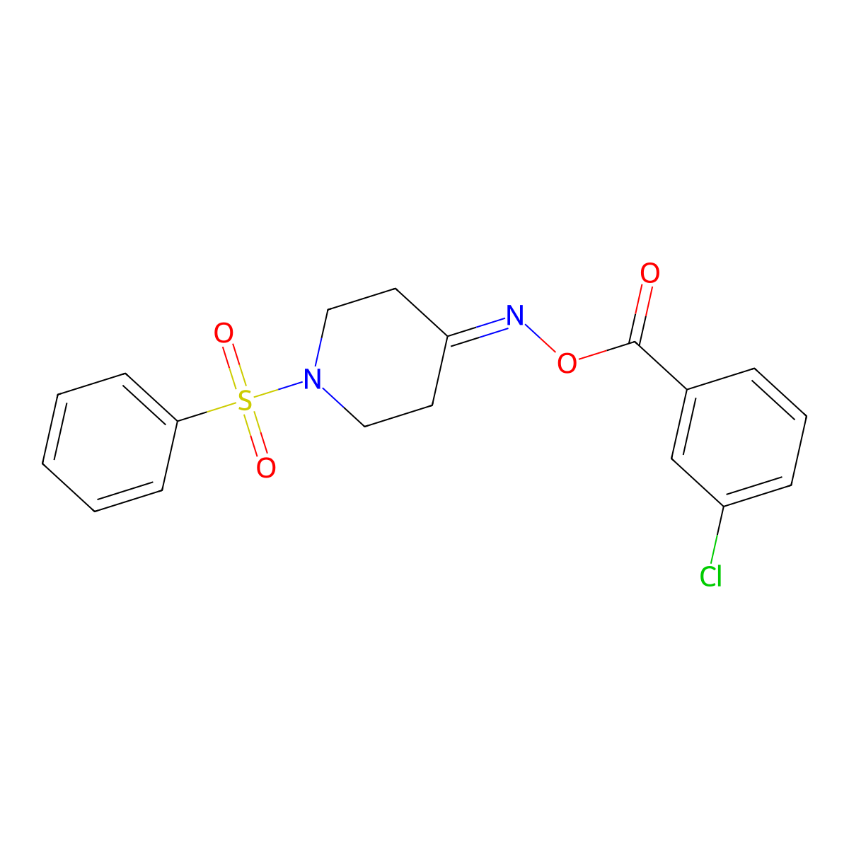 4-{[(3-Chlorobenzoyl)oxy]imino}-1-(phenylsulfonyl)piperidine molecular structure, CAS 477847-27-1