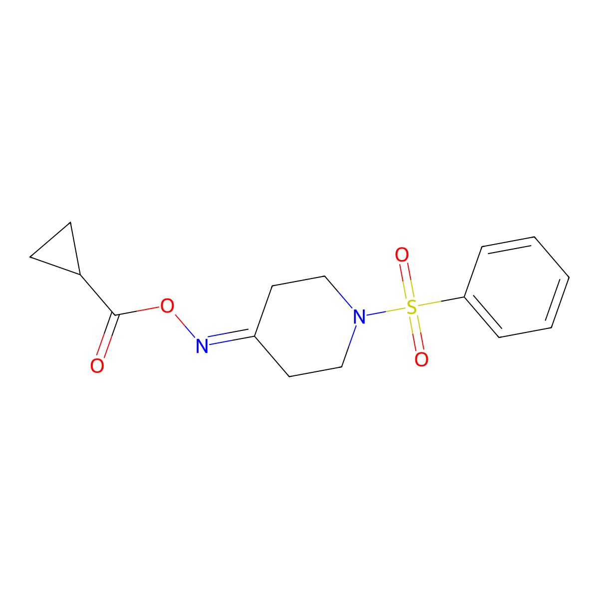 N-[(cyclopropylcarbonyl)oxy]-N-[1-(phenylsulfonyl)-4-piperidinylidene]amine molecular structure, CAS 477847-29-3