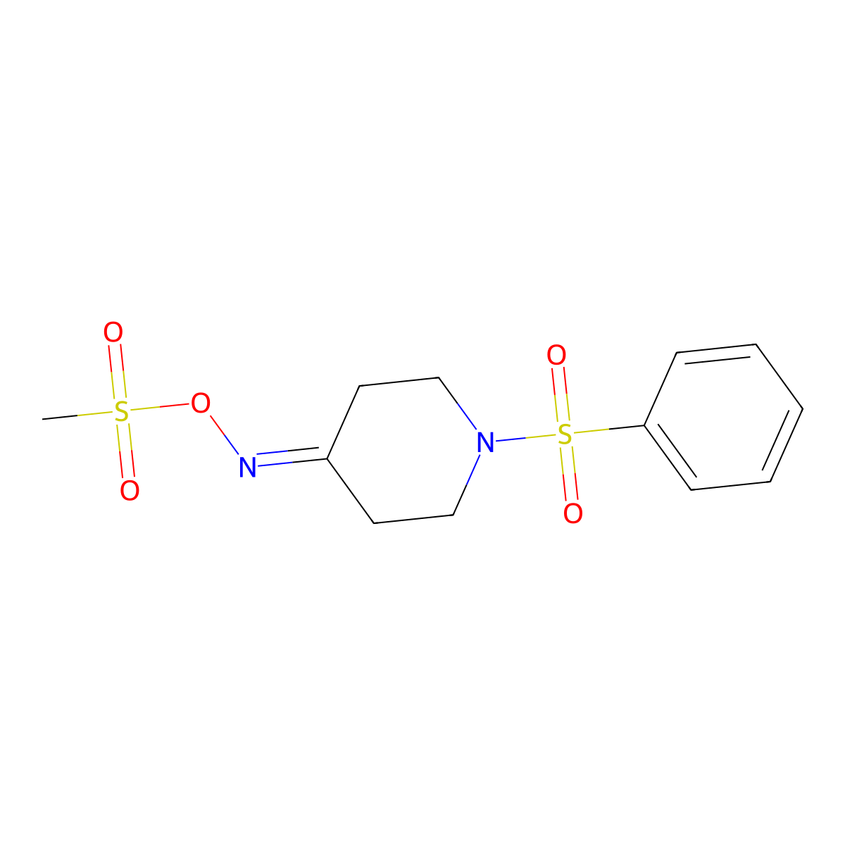 4-{[(Methylsulfonyl)oxy]imino}-1-(phenylsulfonyl)piperidine molecular structure, CAS 477847-30-6