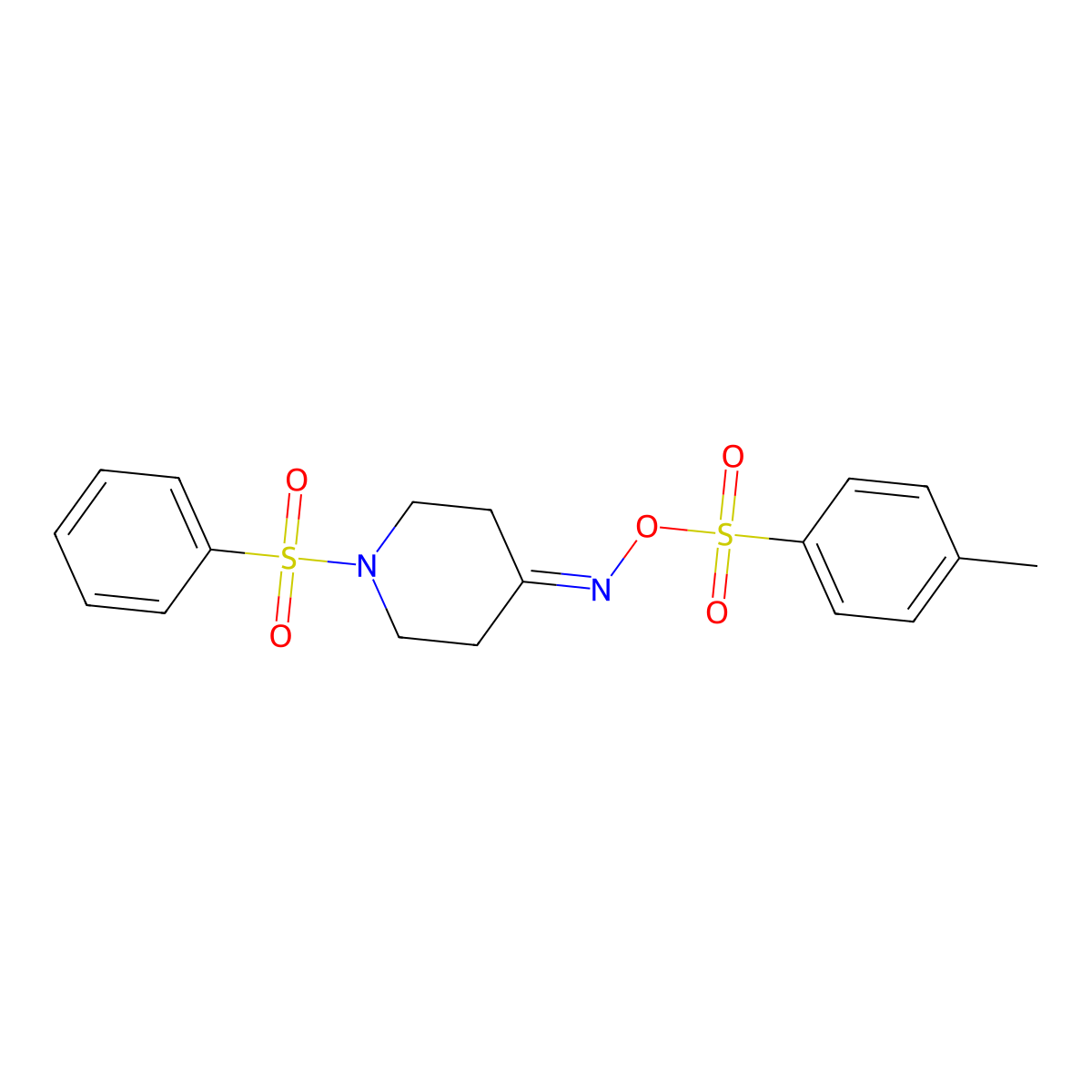 4-({[(4-Methylphenyl)sulfonyl]oxy}imino)-1-(phenylsulfonyl)piperidine molecular structure, CAS 477847-36-2