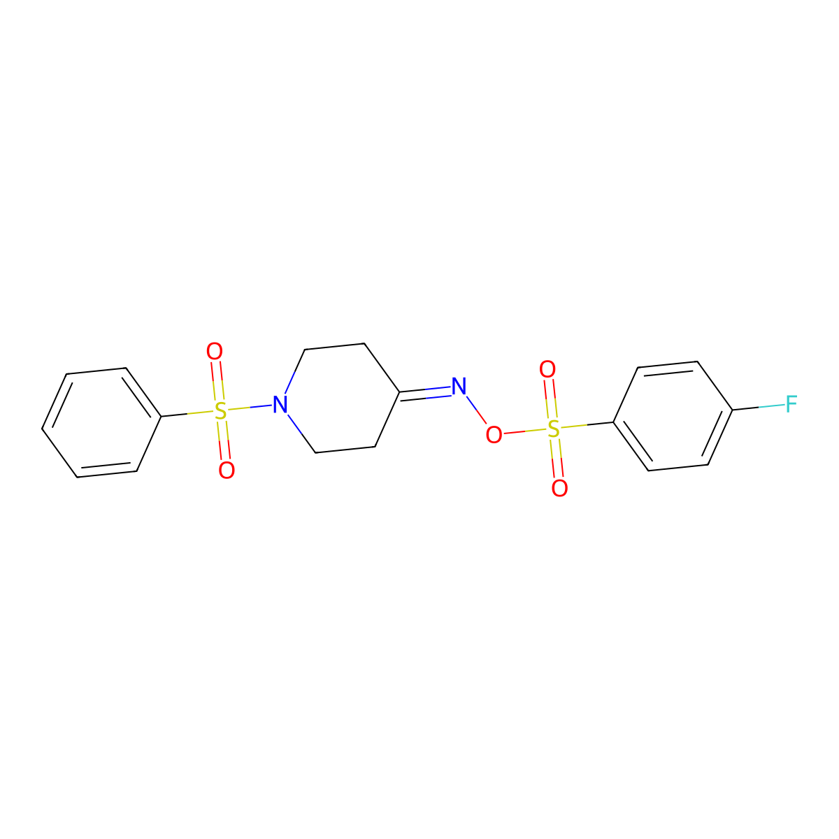 4-({[(4-Fluorophenyl)sulfonyl]oxy}imino)-1-(phenylsulfonyl)piperidine molecular structure, CAS 477847-37-3