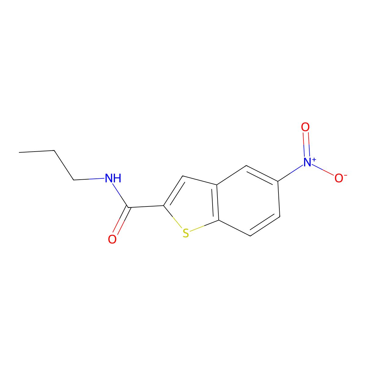 5-nitro-N-propyl-1-benzothiophene-2-carboxamide molecular structure, CAS 477847-38-4