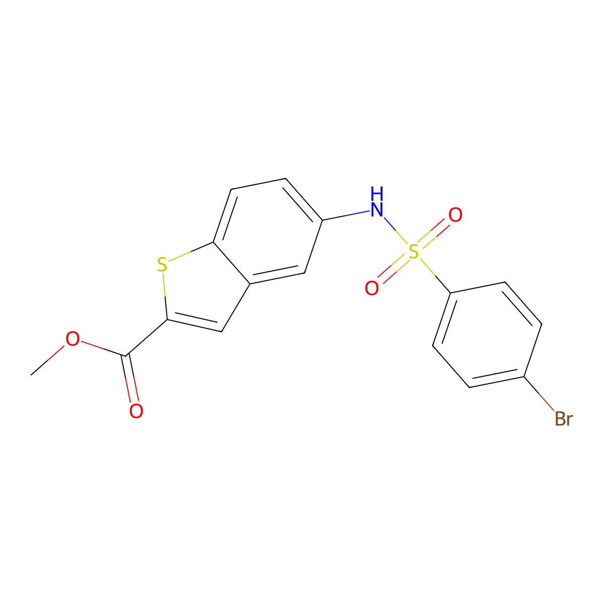 Methyl 5-{[(4-bromophenyl)sulfonyl]amino}-1-benzothiophene-2-carboxylate molecular structure, CAS 477847-43-1