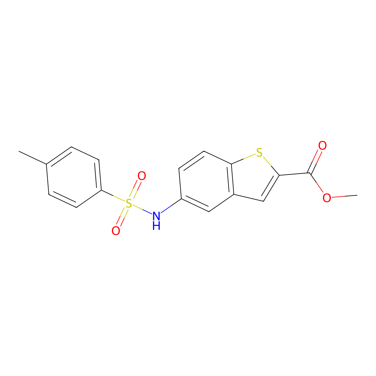 Methyl 5-{[(4-methylphenyl)sulfonyl]amino}-1-benzothiophene-2-carboxylate molecular structure, CAS 477847-45-3