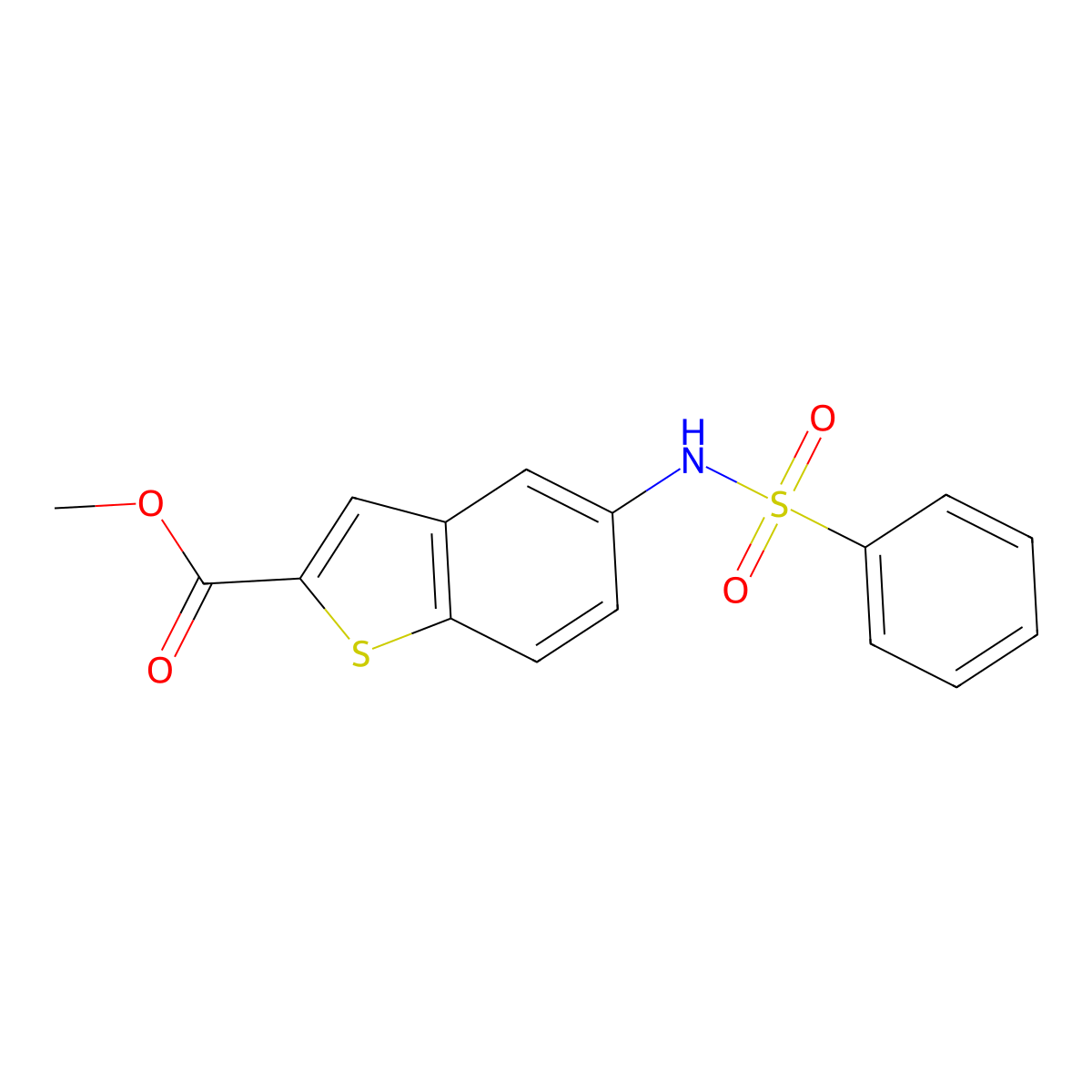 Methyl 5-[(phenylsulfonyl)amino]-1-benzothiophene-2-carboxylate molecular structure, CAS 477847-47-5