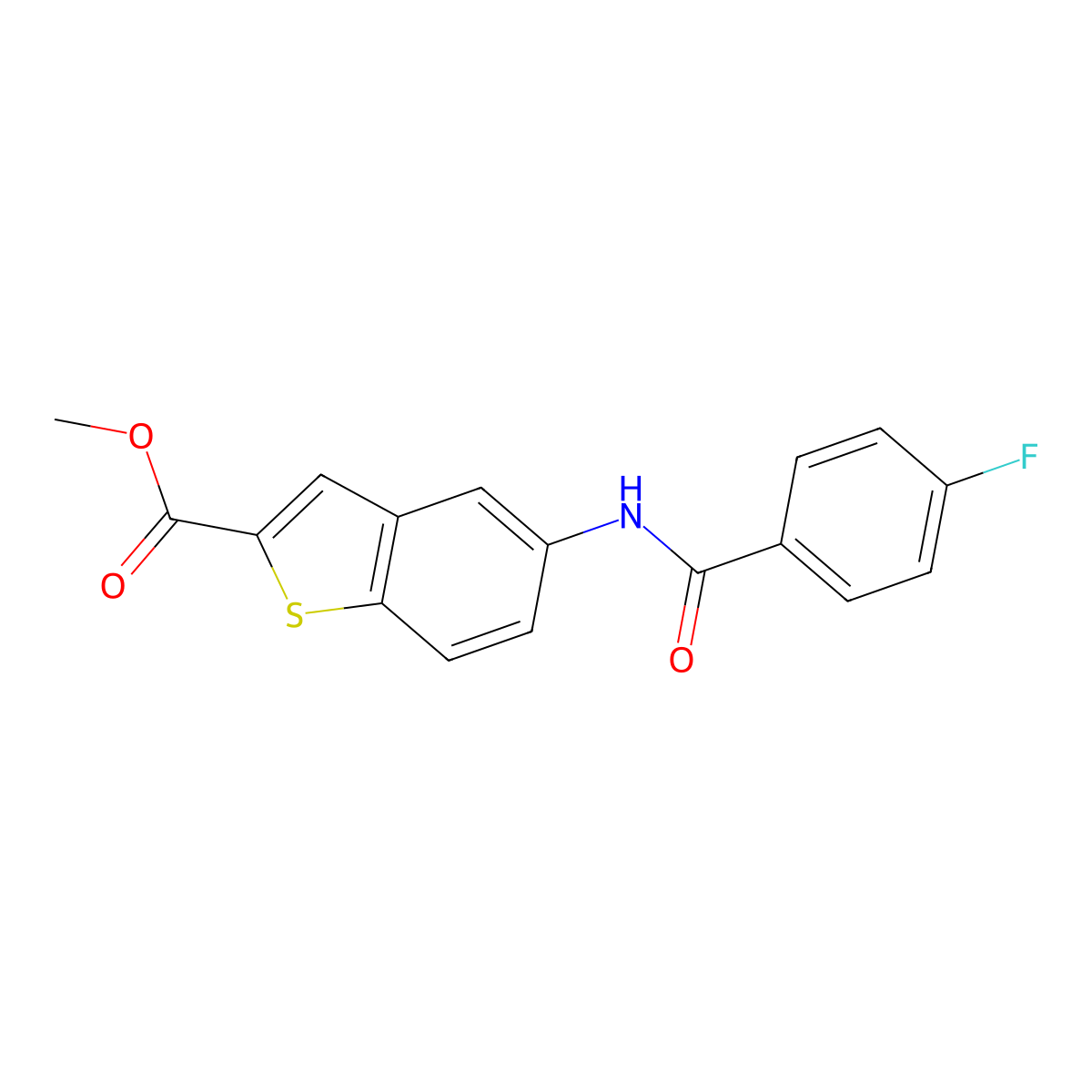 Methyl 5-[(4-fluorobenzoyl)amino]-1-benzothiophene-2-carboxylate molecular structure, CAS 477847-50-0