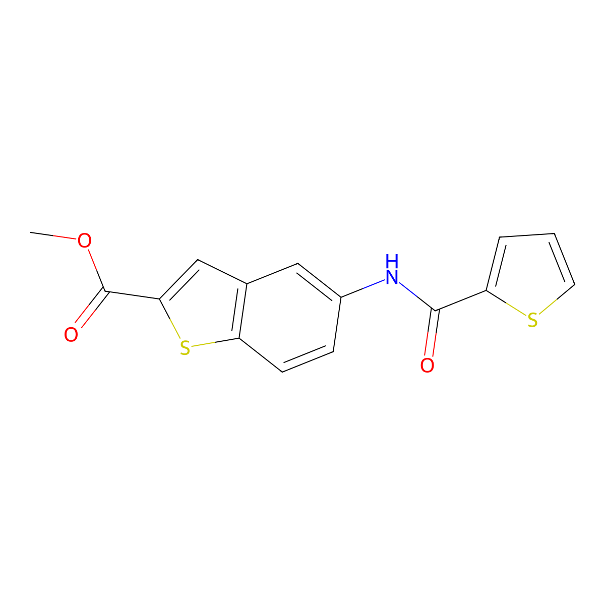 Methyl 5-[(2-thienylcarbonyl)amino]-1-benzothiophene-2-carboxylate molecular structure, CAS 477847-52-2