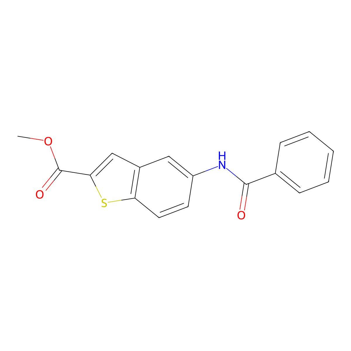 Methyl 5-benzamido-1-benzothiophene-2-carboxylate molecular structure, CAS 477847-53-3