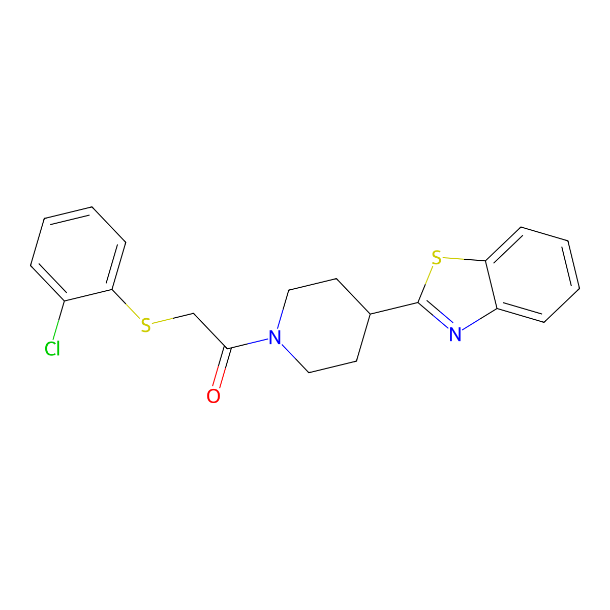 1-[4-(1,3-Benzothiazol-2-yl)piperidino]-2-[(2-chlorophenyl)sulfanyl]-1-ethanone molecular structure, CAS 477847-56-6