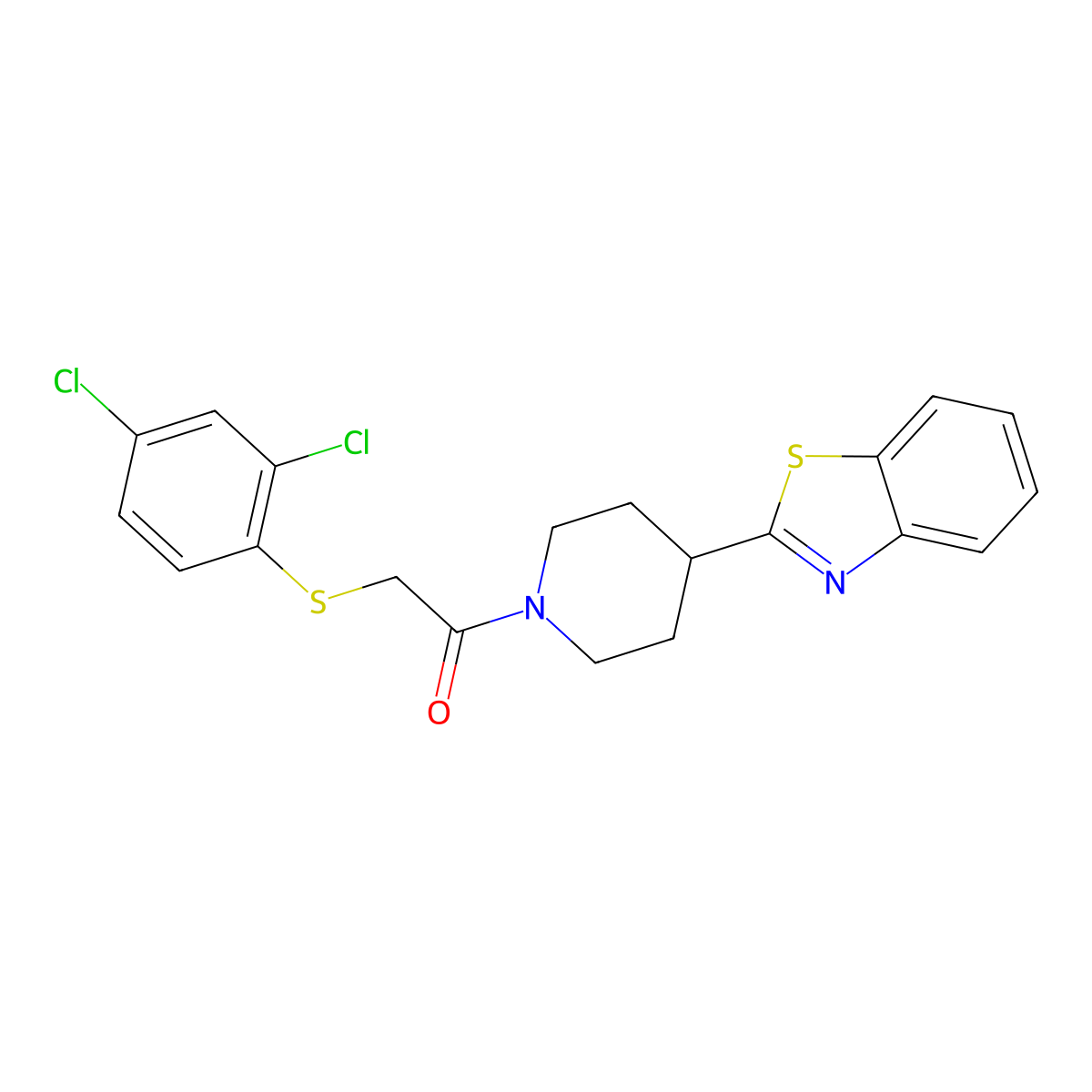 1-[4-(1,3-Benzothiazol-2-yl)piperidino]-2-[(2,4-dichlorophenyl)sulfanyl]-1-ethanone molecular structure, CAS 477847-58-8
