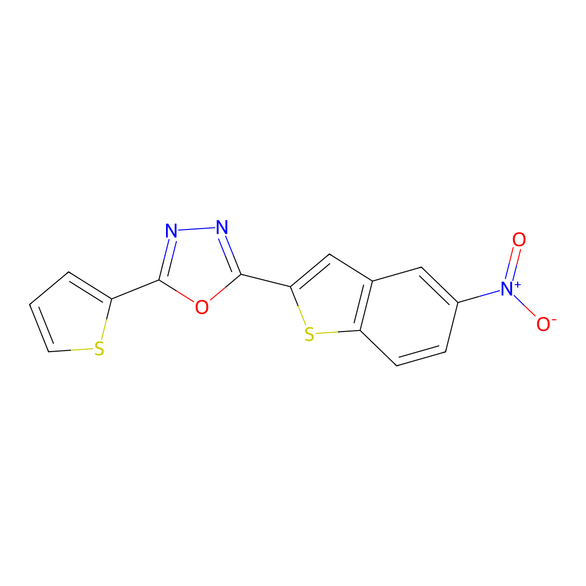 2-(5-Nitro-1-benzothiophen-2-yl)-5-(2-thienyl)-1,3,4-oxadiazole molecular structure, CAS 477847-62-4