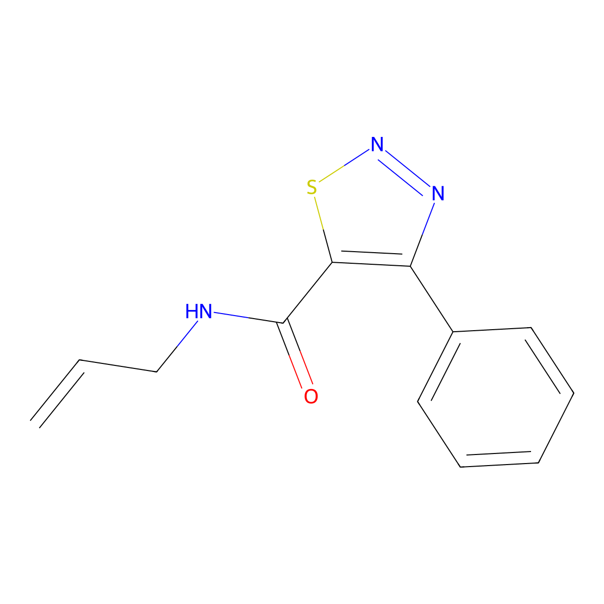 N-allyl-4-phenyl-1,2,3-thiadiazole-5-carboxamide molecular structure, CAS 477847-64-6
