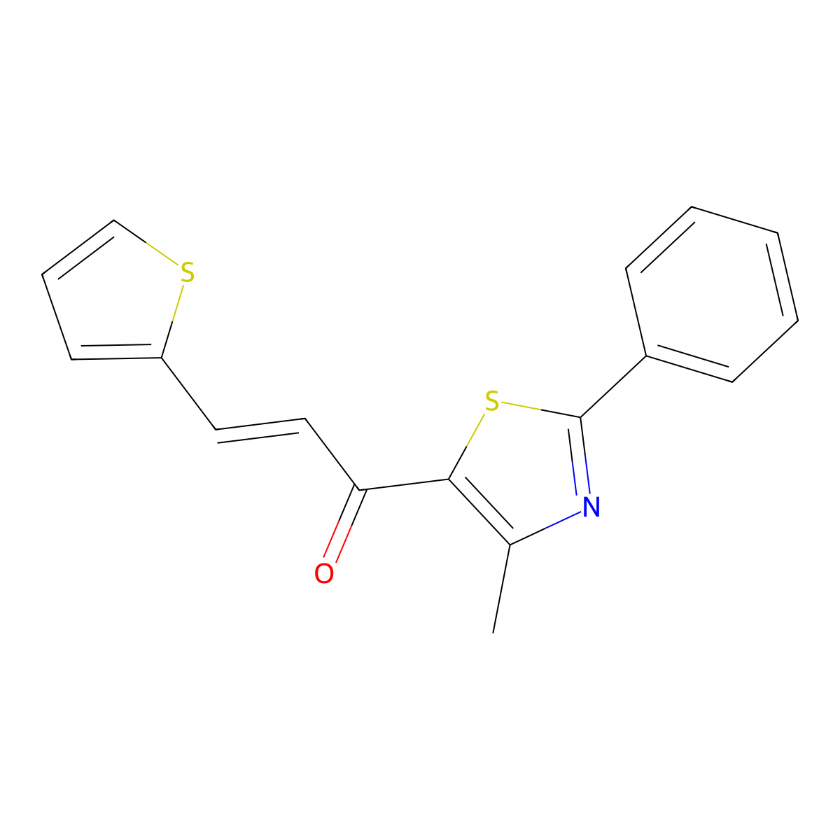 (E)-1-(4-methyl-2-phenyl-1,3-thiazol-5-yl)-3-(2-thienyl)-2-propen-1-one molecular structure, CAS 477847-69-1