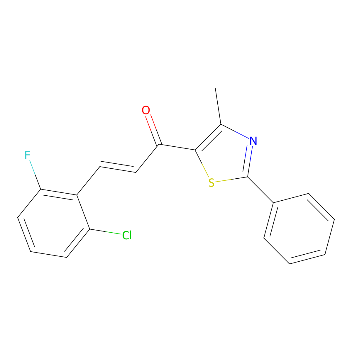 (E)-3-(2-chloro-6-fluorophenyl)-1-(4-methyl-2-phenyl-1,3-thiazol-5-yl)-2-propen-1-one molecular structure, CAS 477847-71-5