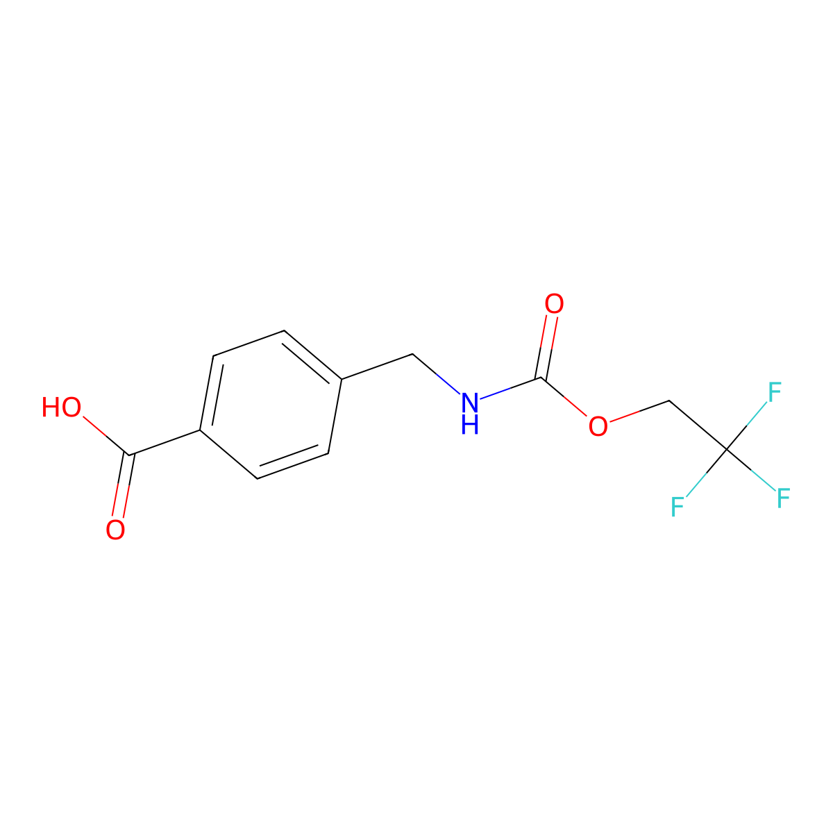4-({[(2,2,2-Trifluoroethoxy)carbonyl]amino}methyl)benzenecarboxylic acid molecular structure, CAS 477847-78-2