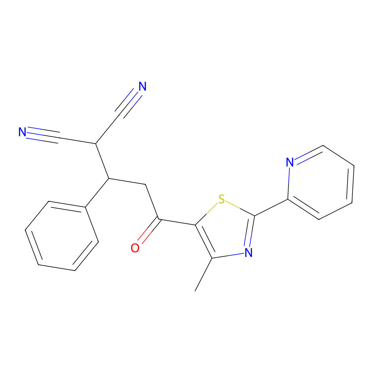 2-{3-[4-Methyl-2-(2-pyridinyl)-1,3-thiazol-5-yl]-3-oxo-1-phenylpropyl}malononitrile molecular structure, CAS 477847-84-0