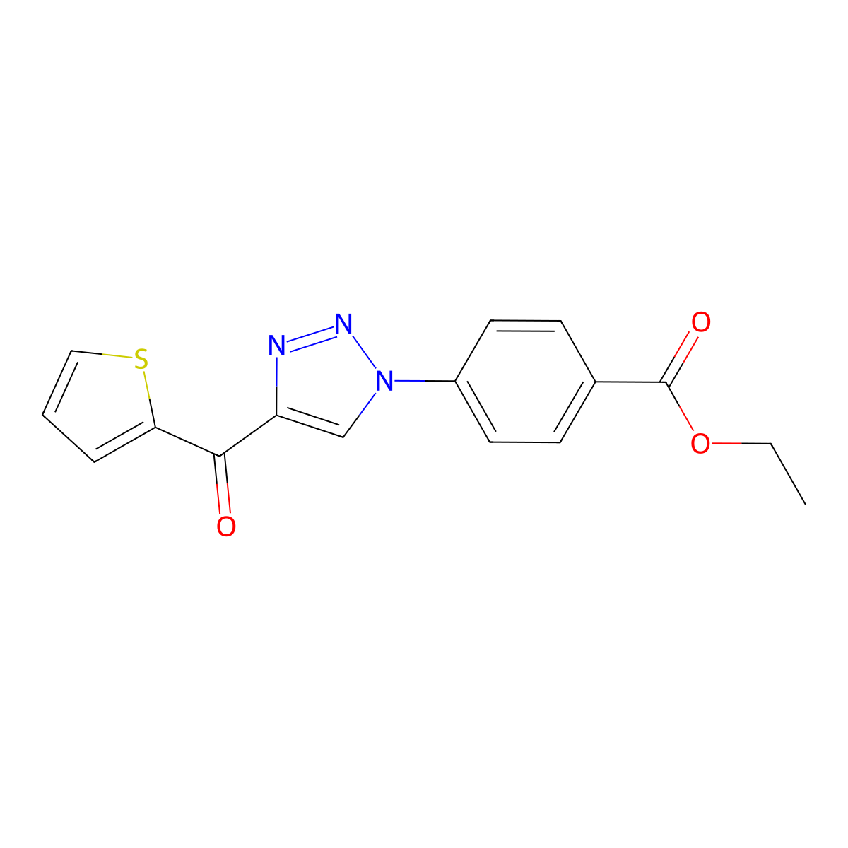 ethyl 4-[4-(2-thienylcarbonyl)-1H-1,2,3-triazol-1-yl]benzenecarboxylate molecular structure, CAS 477847-86-2