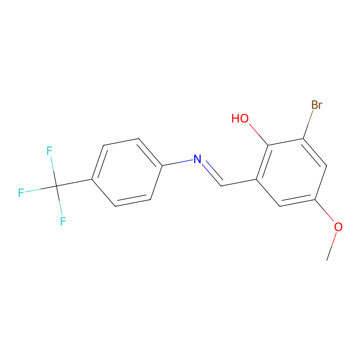2-Bromo-4-methoxy-6-({[4-(trifluoromethyl)phenyl]imino}methyl)benzenol molecular structure, CAS 477848-17-2