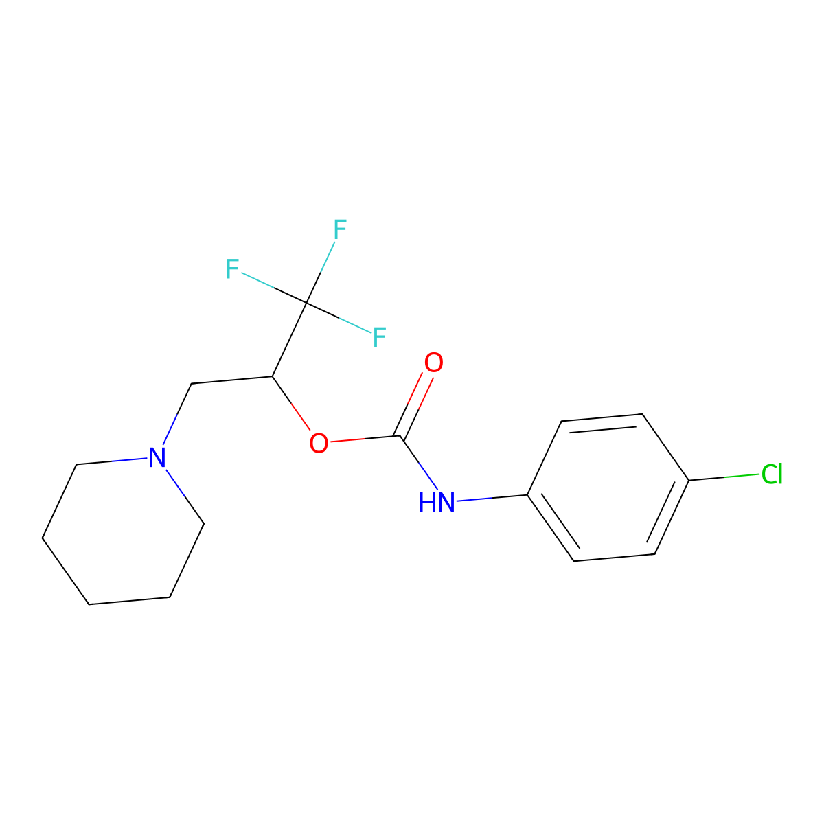 2,2,2-trifluoro-1-(piperidinomethyl)ethyl N-(4-chlorophenyl)carbamate molecular structure, CAS 477848-25-2