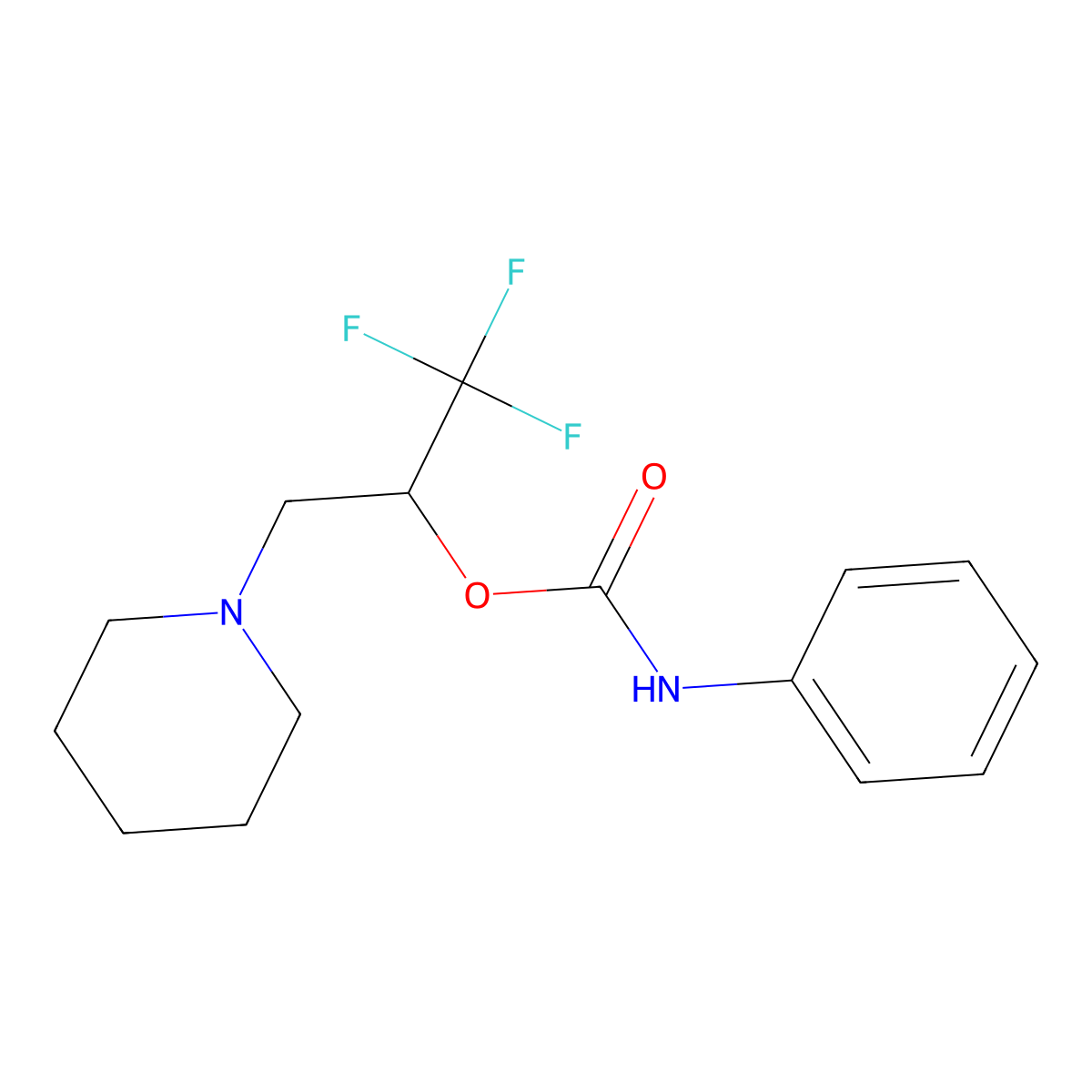 2,2,2-trifluoro-1-(piperidinomethyl)ethyl N-phenylcarbamate molecular structure, CAS 477848-28-5