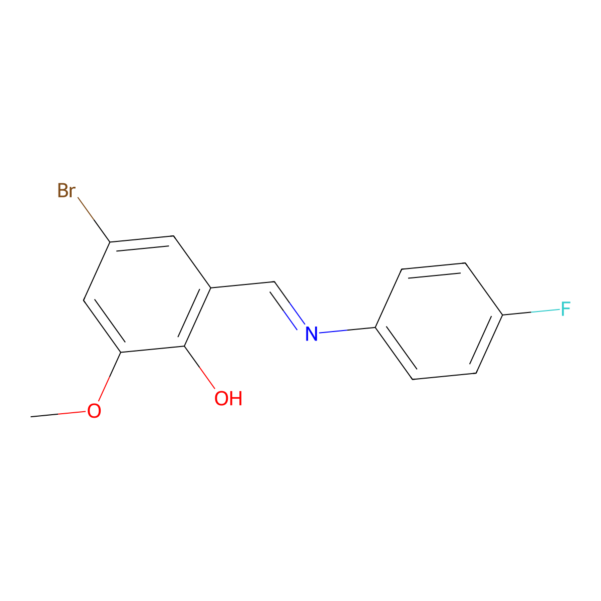 4-Bromo-2-{[(4-fluorophenyl)imino]methyl}-6-methoxybenzenol molecular structure, CAS 477848-30-9