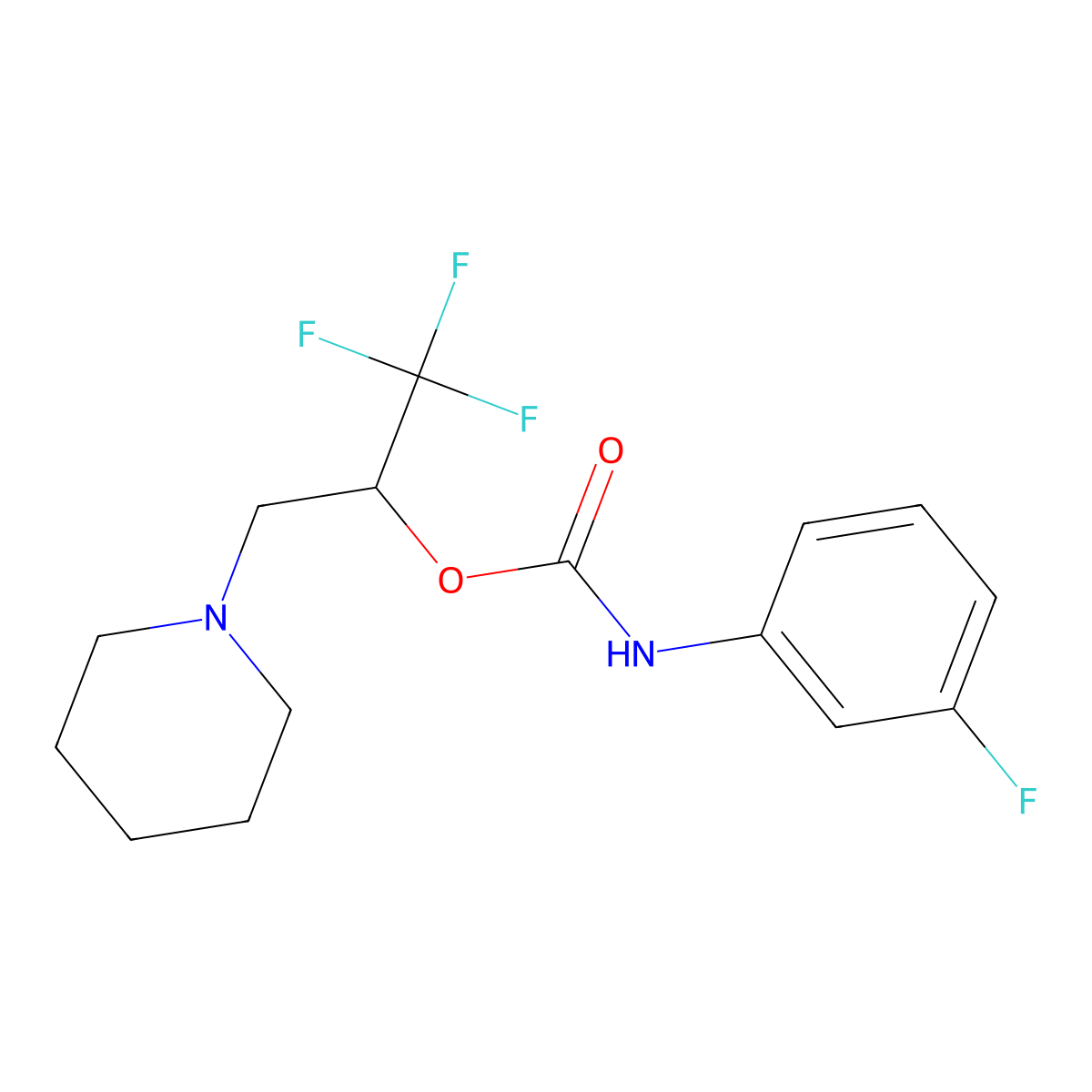 2,2,2-trifluoro-1-(piperidinomethyl)ethyl N-(3-fluorophenyl)carbamate molecular structure, CAS 477848-31-0