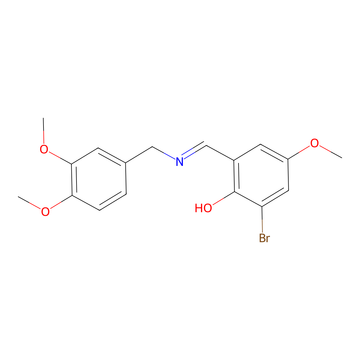 2-Bromo-6-{[(3,4-dimethoxybenzyl)imino]methyl}-4-methoxybenzenol molecular structure, CAS 477848-32-1