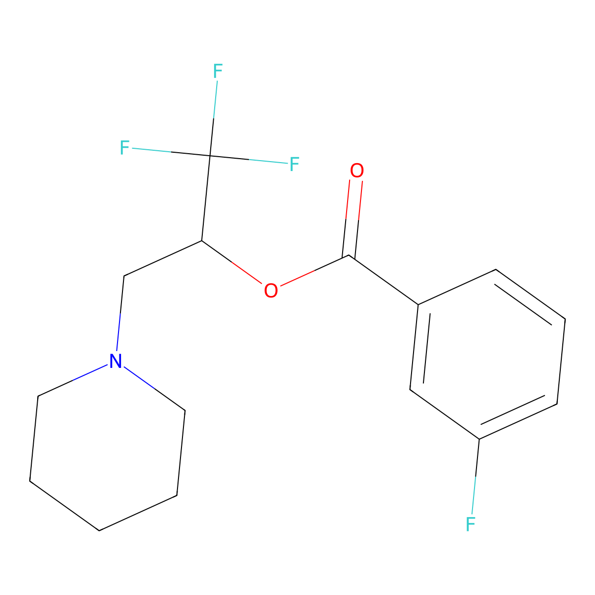 2,2,2-Trifluoro-1-(piperidinomethyl)ethyl 3-fluorobenzenecarboxylate molecular structure, CAS 477848-33-2