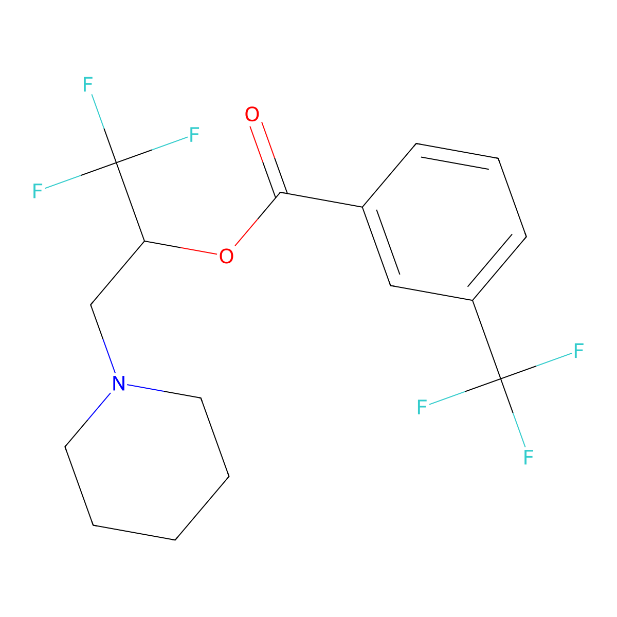 2,2,2-Trifluoro-1-(piperidinomethyl)ethyl 3-(trifluoromethyl)benzenecarboxylate molecular structure, CAS 477848-36-5