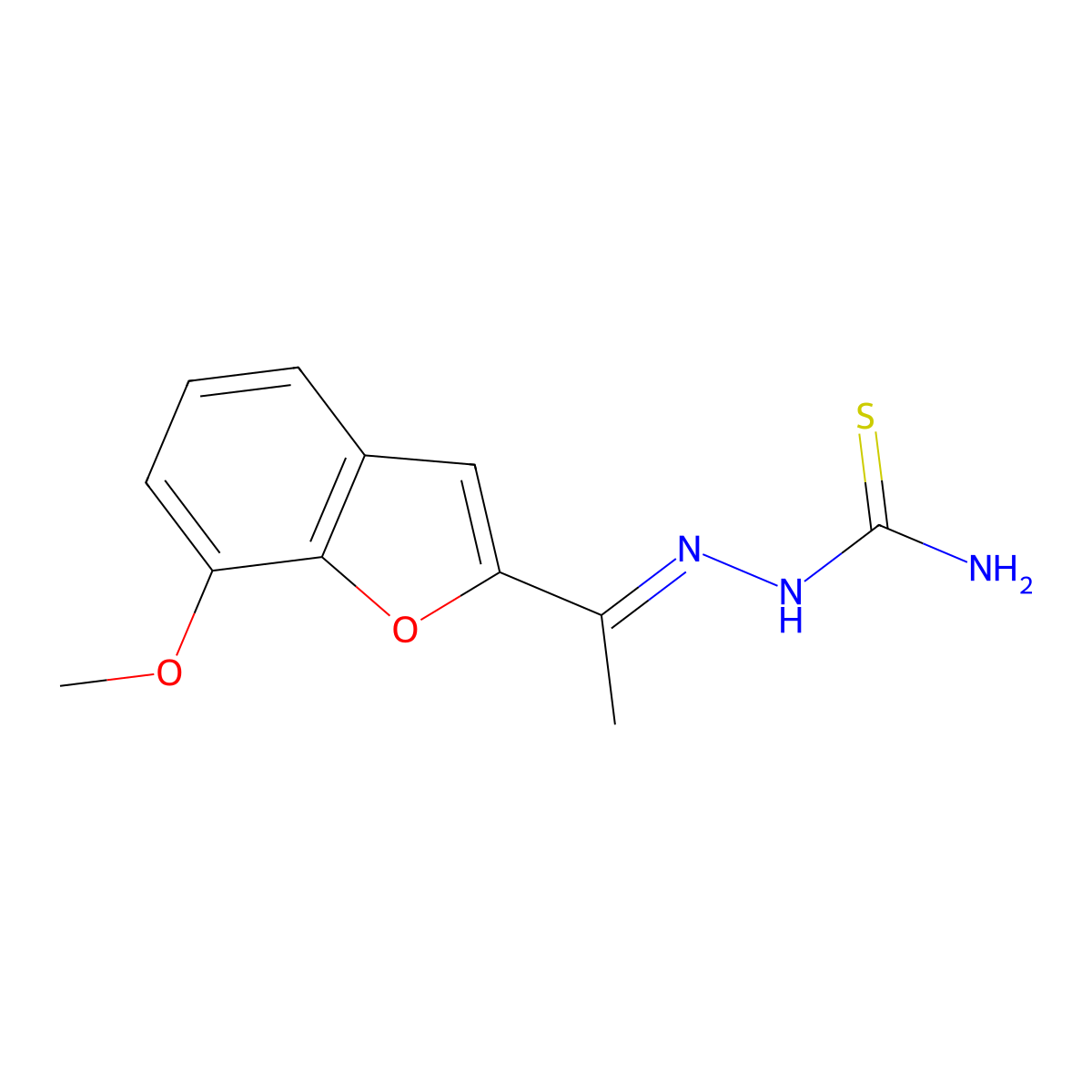 [(E)-1-(7-methoxy-1-benzofuran-2-yl)ethylideneamino]thiourea molecular structure, CAS 477848-40-1