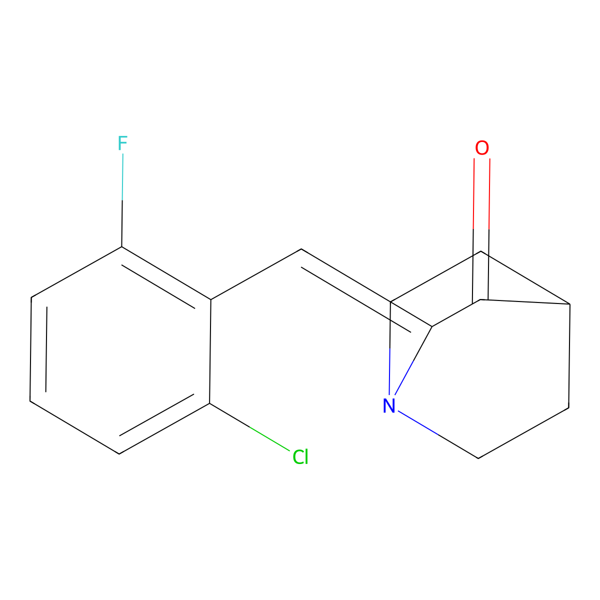 (2Z)-2-[(2-chloro-6-fluorophenyl)methylidene]-1-azabicyclo[2.2.2]octan-3-one molecular structure, CAS 477848-49-0