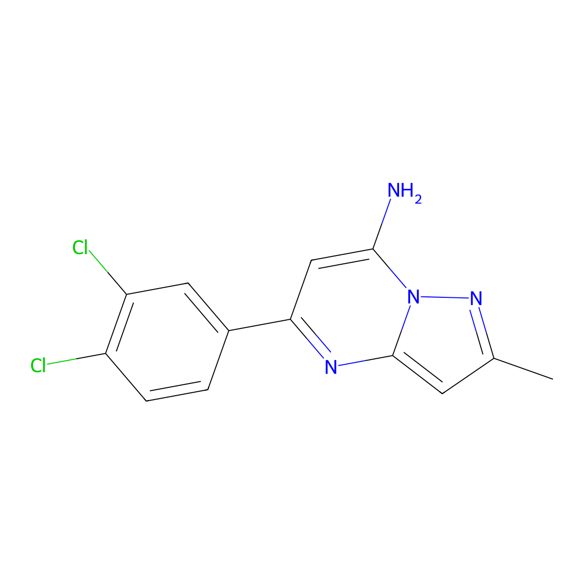 5-(3,4-Dichlorophenyl)-2-methylpyrazolo[1,5-a]pyrimidin-7-amine molecular structure, CAS 477848-52-5