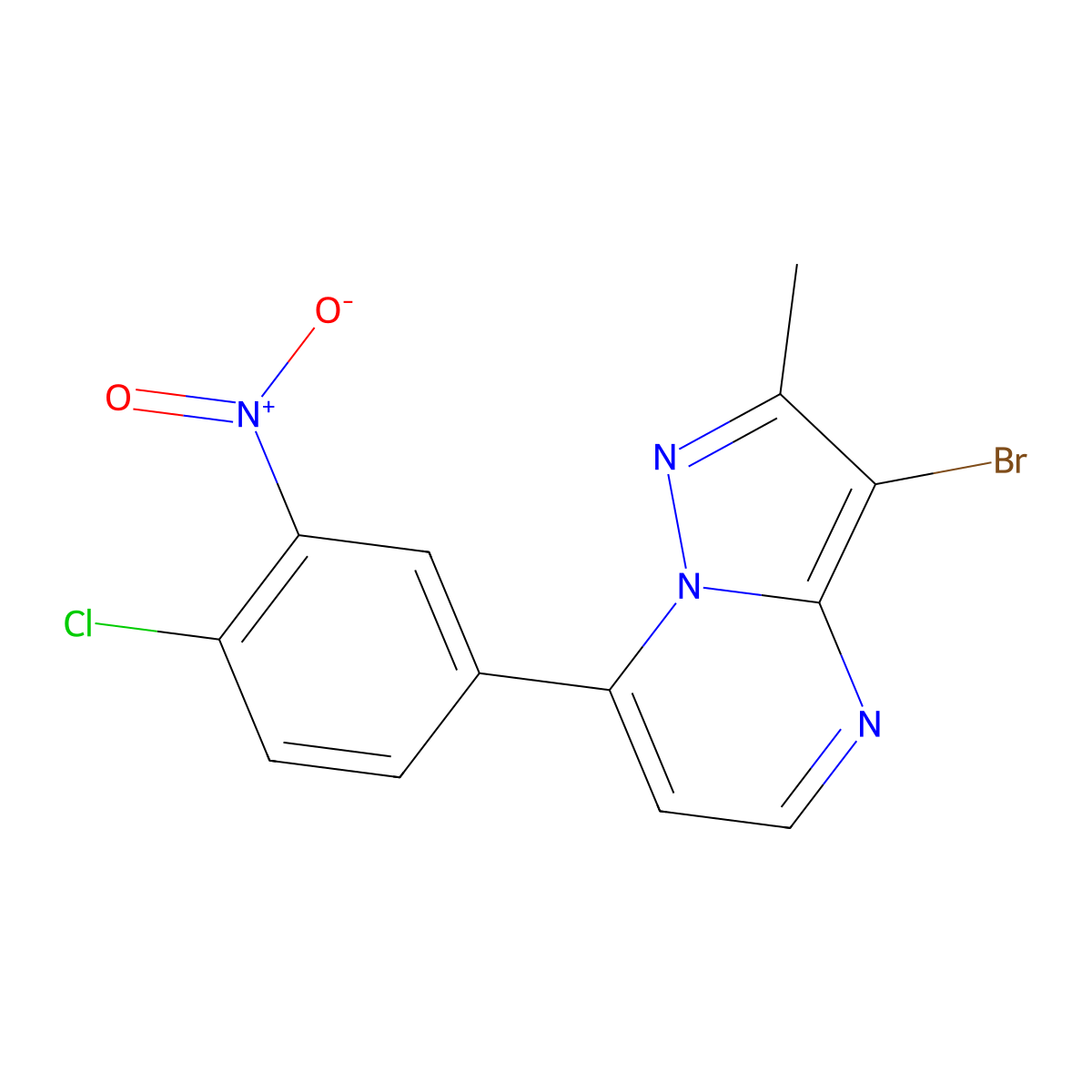 3-Bromo-7-(4-chloro-3-nitrophenyl)-2-methylpyrazolo[1,5-a]pyrimidine molecular structure, CAS 477848-53-6