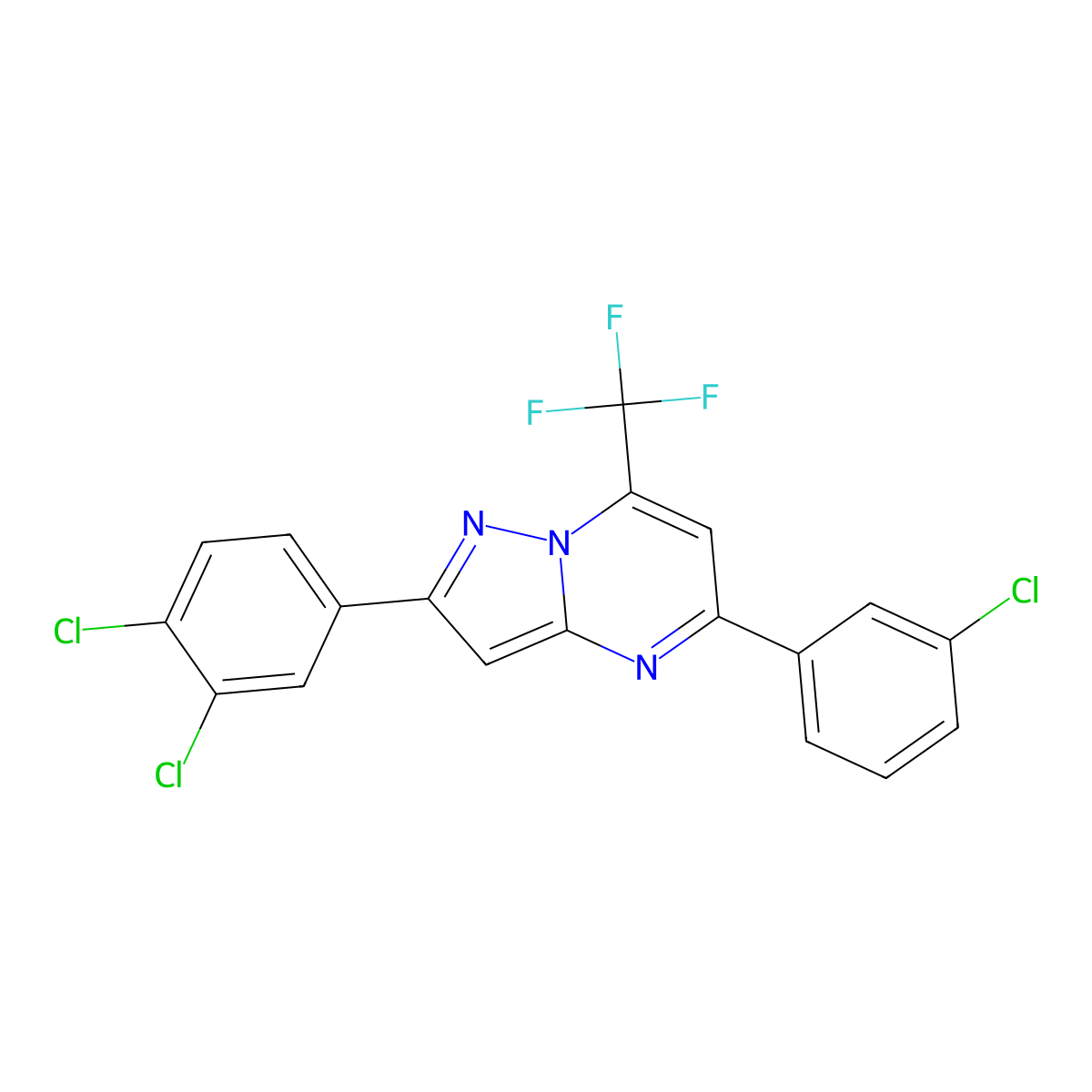 5-(3-Chlorophenyl)-2-(3,4-dichlorophenyl)-7-(trifluoromethyl)pyrazolo[1,5-a]pyrimidine molecular structure, CAS 477848-55-8