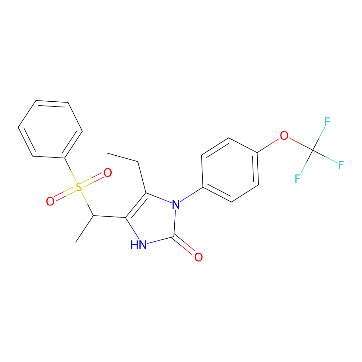 5-ethyl-4-[1-(phenylsulfonyl)ethyl]-1-[4-(trifluoromethoxy)phenyl]-1,3-dihydro-2H-imidazol-2-one molecular structure, CAS 477848-59-2