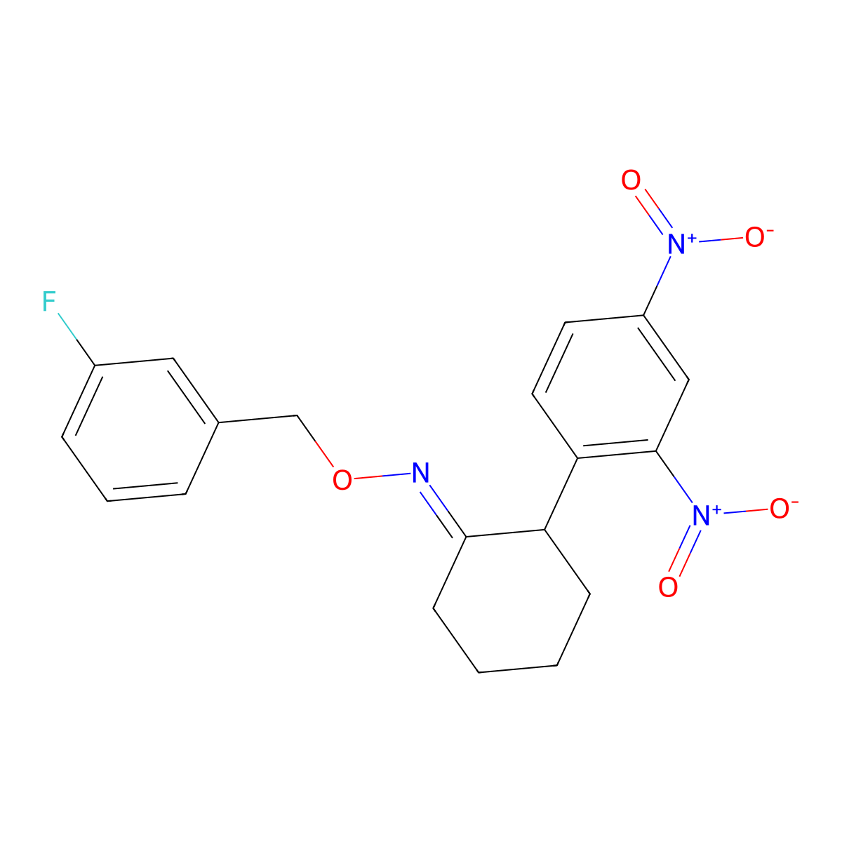 2-(2,4-dinitrophenyl)cyclohexanone O-(3-fluorobenzyl)oxime molecular structure, CAS 477848-62-7