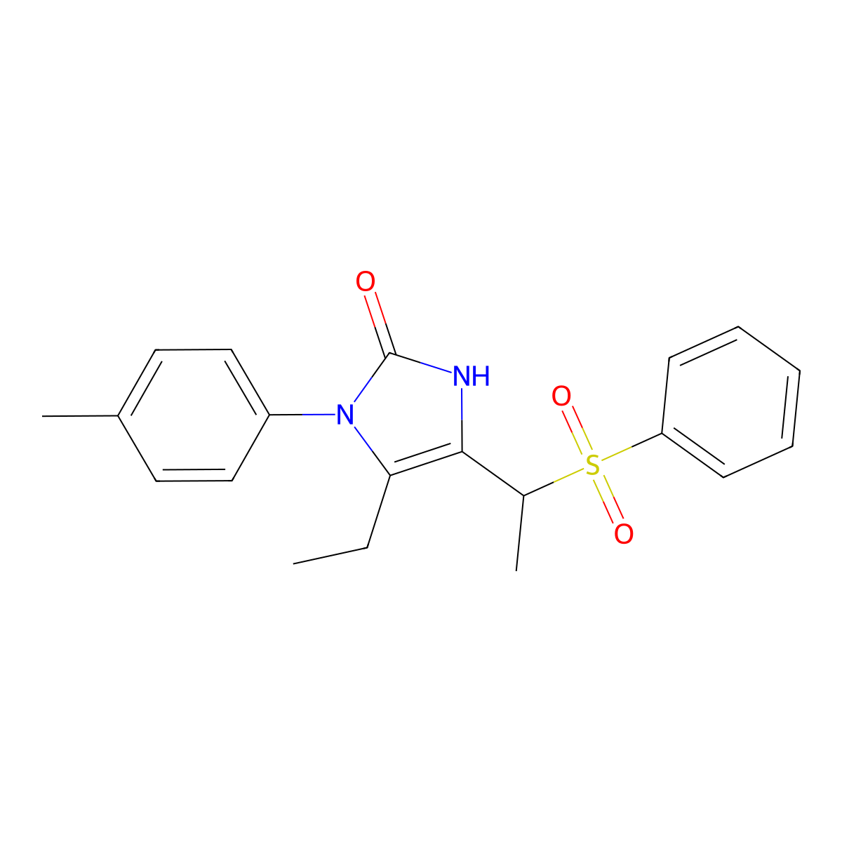5-ethyl-1-(4-methylphenyl)-4-[1-(phenylsulfonyl)ethyl]-1,3-dihydro-2H-imidazol-2-one molecular structure, CAS 477848-65-0