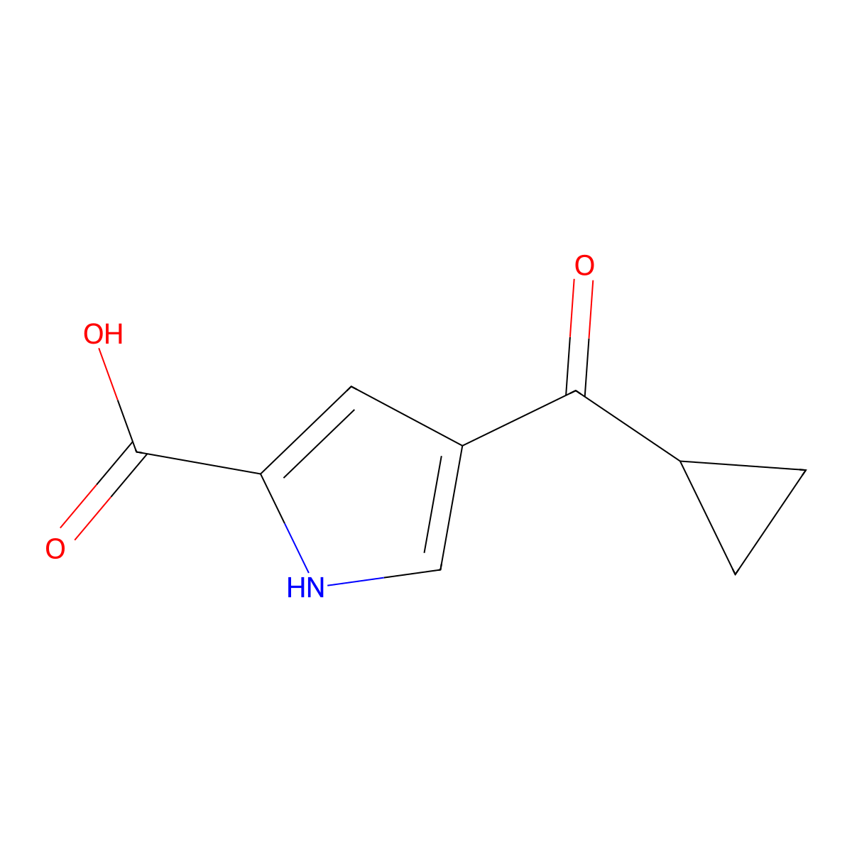 4-(cyclopropylcarbonyl)-1H-pyrrole-2-carboxylic acid molecular structure, CAS 477848-67-2