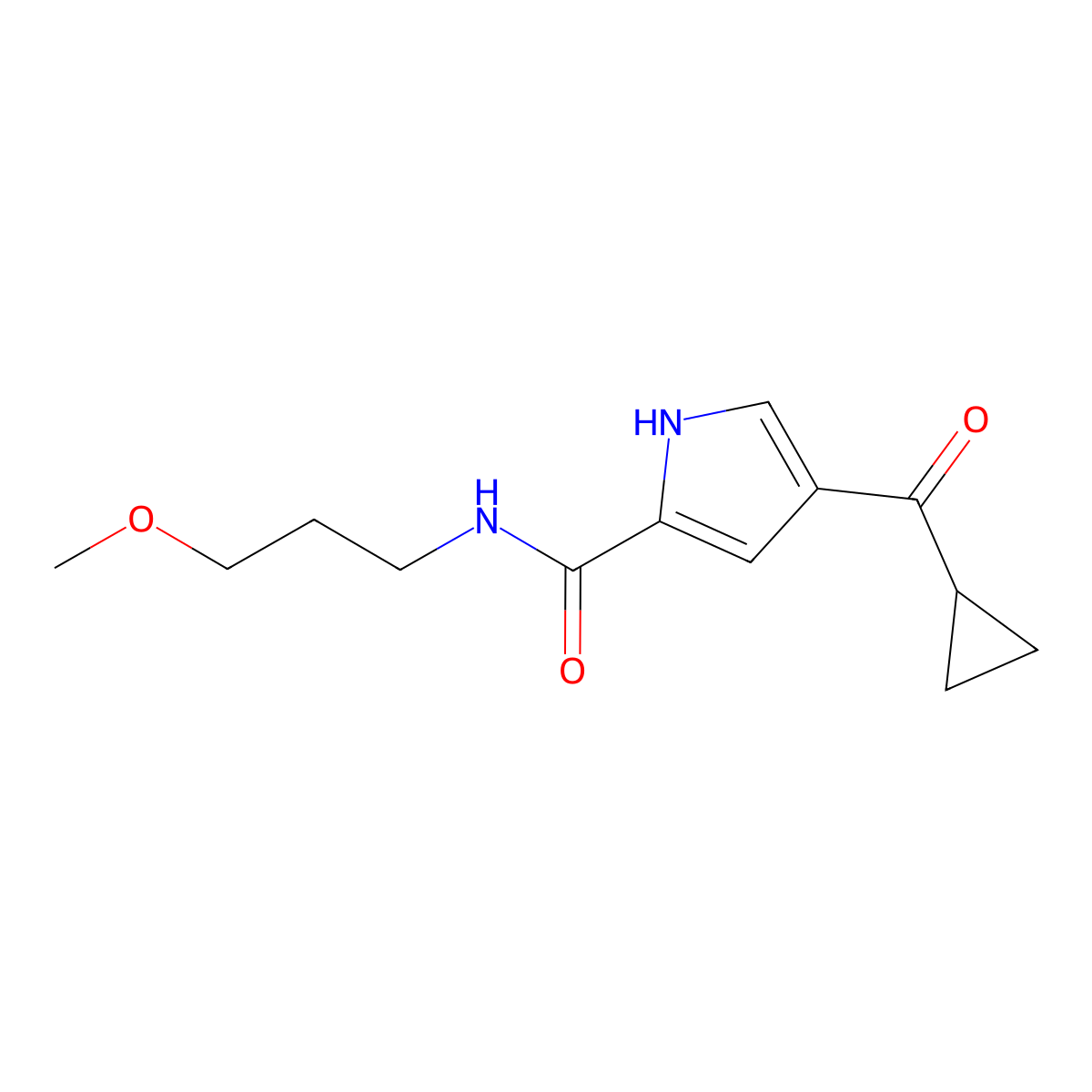 4-(cyclopropylcarbonyl)-N-(3-methoxypropyl)-1H-pyrrole-2-carboxamide molecular structure, CAS 477848-71-8