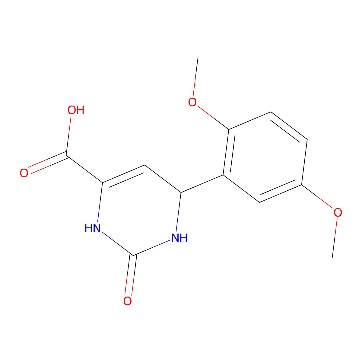 6-(2,5-Dimethoxyphenyl)-2-oxo-1,2,3,6-tetrahydro-4-pyrimidinecarboxylic acid molecular structure, CAS 477848-85-4