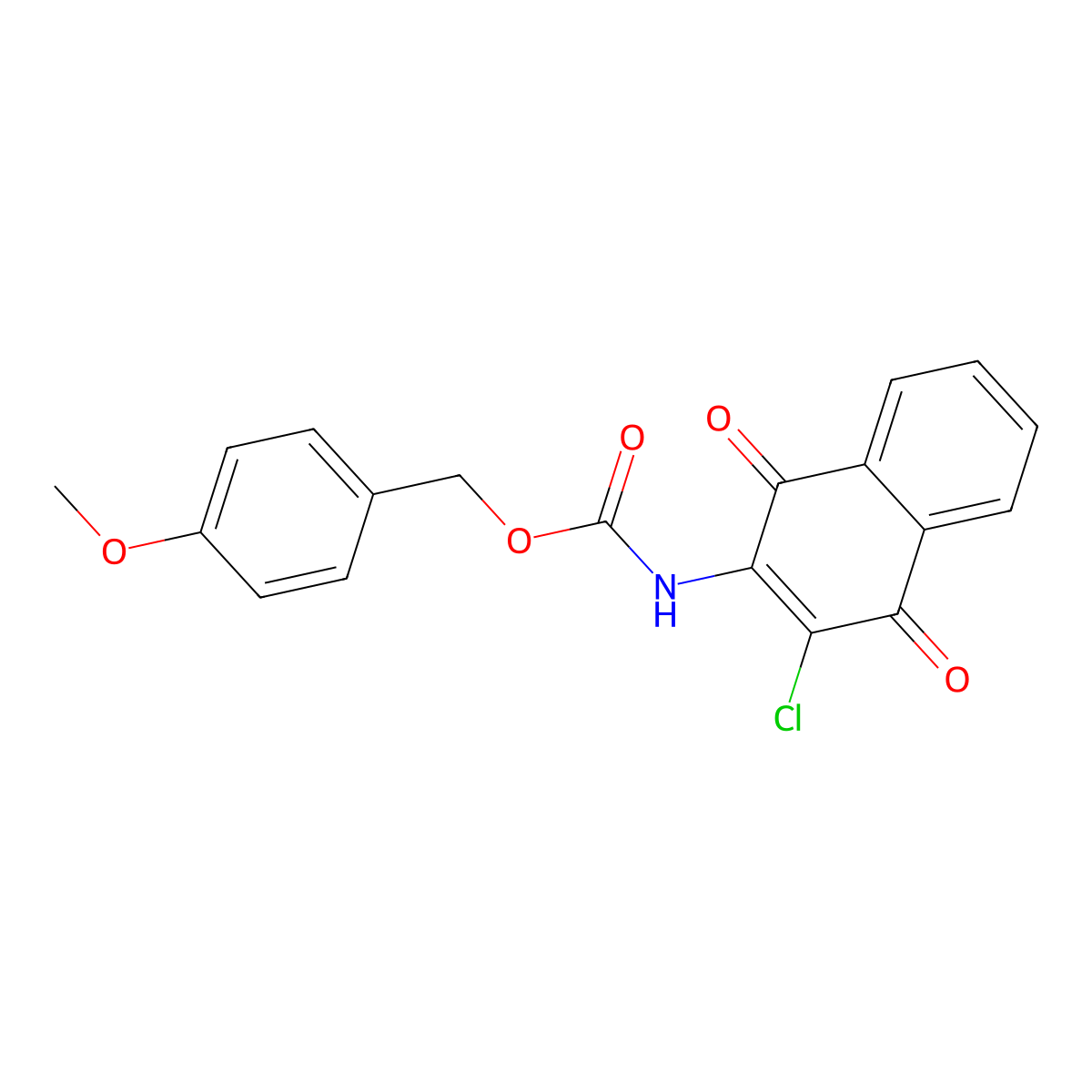 4-methoxybenzyl N-(3-chloro-1,4-dioxo-1,4-dihydro-2-naphthalenyl)carbamate molecular structure, CAS 477848-89-8