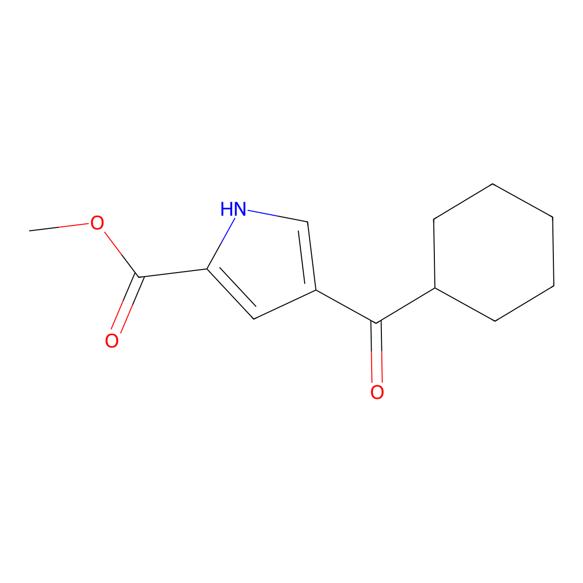 methyl 4-(cyclohexanecarbonyl)-1H-pyrrole-2-carboxylate molecular structure, CAS 477848-90-1