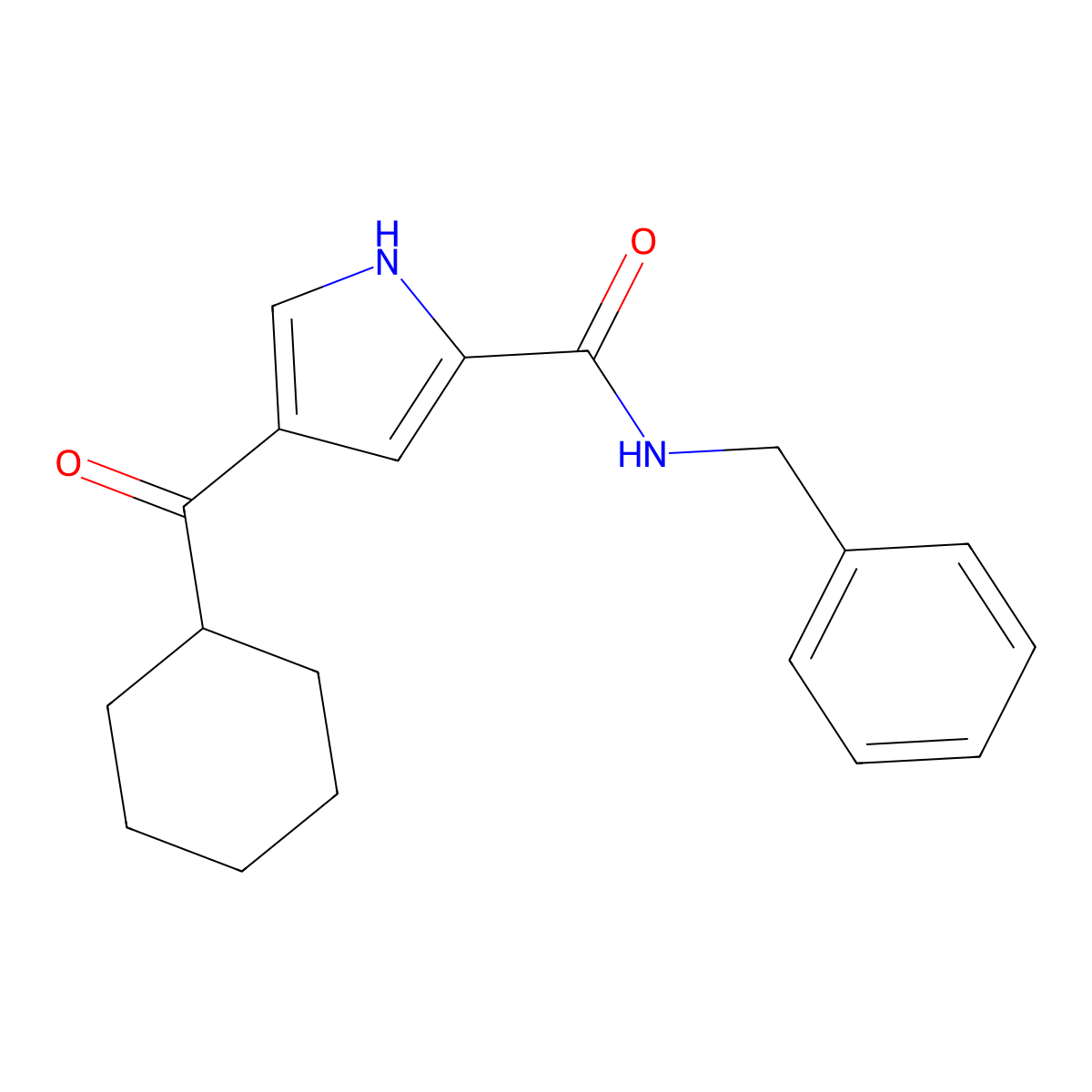 N-benzyl-4-(cyclohexylcarbonyl)-1H-pyrrole-2-carboxamide molecular structure, CAS 477848-93-4