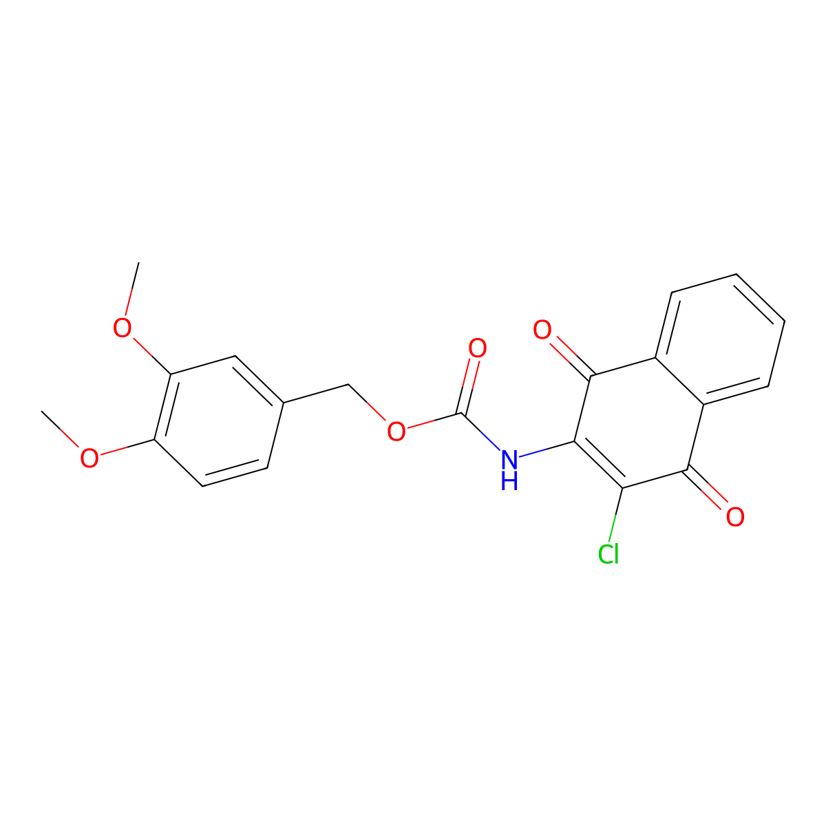 3,4-dimethoxybenzyl N-(3-chloro-1,4-dioxo-1,4-dihydro-2-naphthalenyl)carbamate molecular structure, CAS 477848-94-5