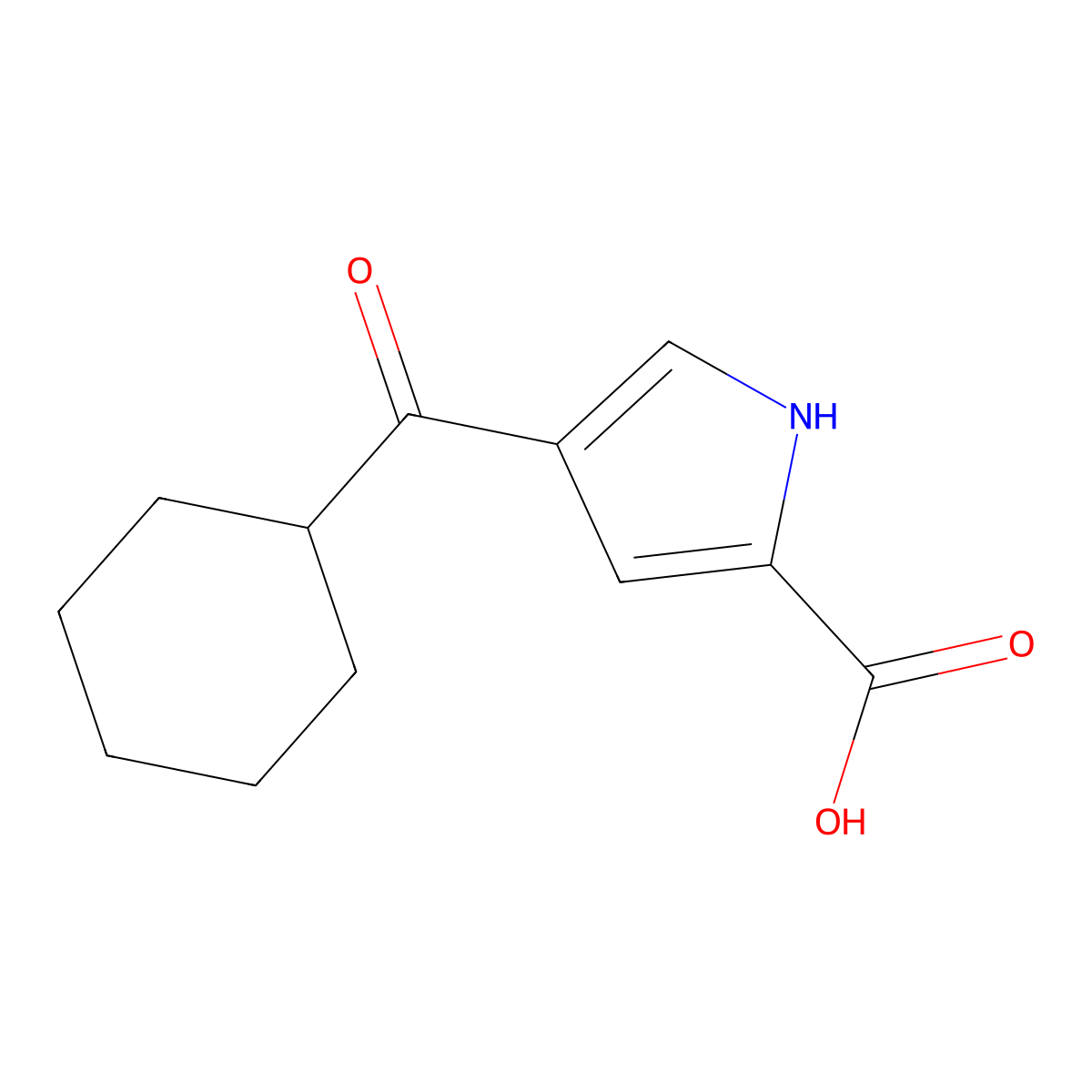 4-(cyclohexylcarbonyl)-1H-pyrrole-2-carboxylic acid molecular structure, CAS 477848-96-7