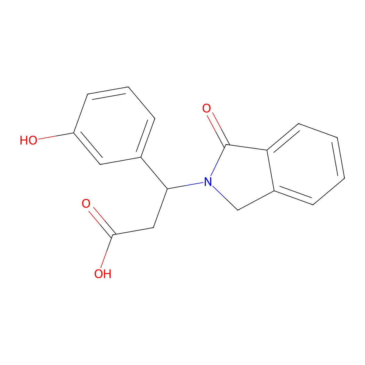 1,3-Dihydro-beta-(3-hydroxyphenyl)-1-oxo-2H-isoindole-2-propanoic acid molecular structure, CAS 477848-97-8
