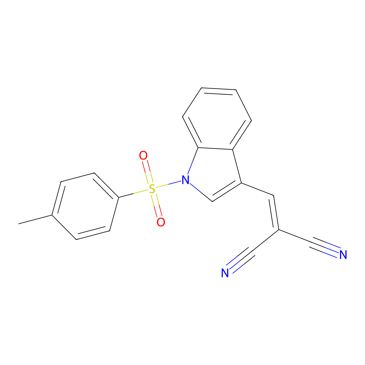 2-({1-[(4-methylphenyl)sulfonyl]-1H-indol-3-yl}methylene)malononitrile molecular structure, CAS 477848-99-0