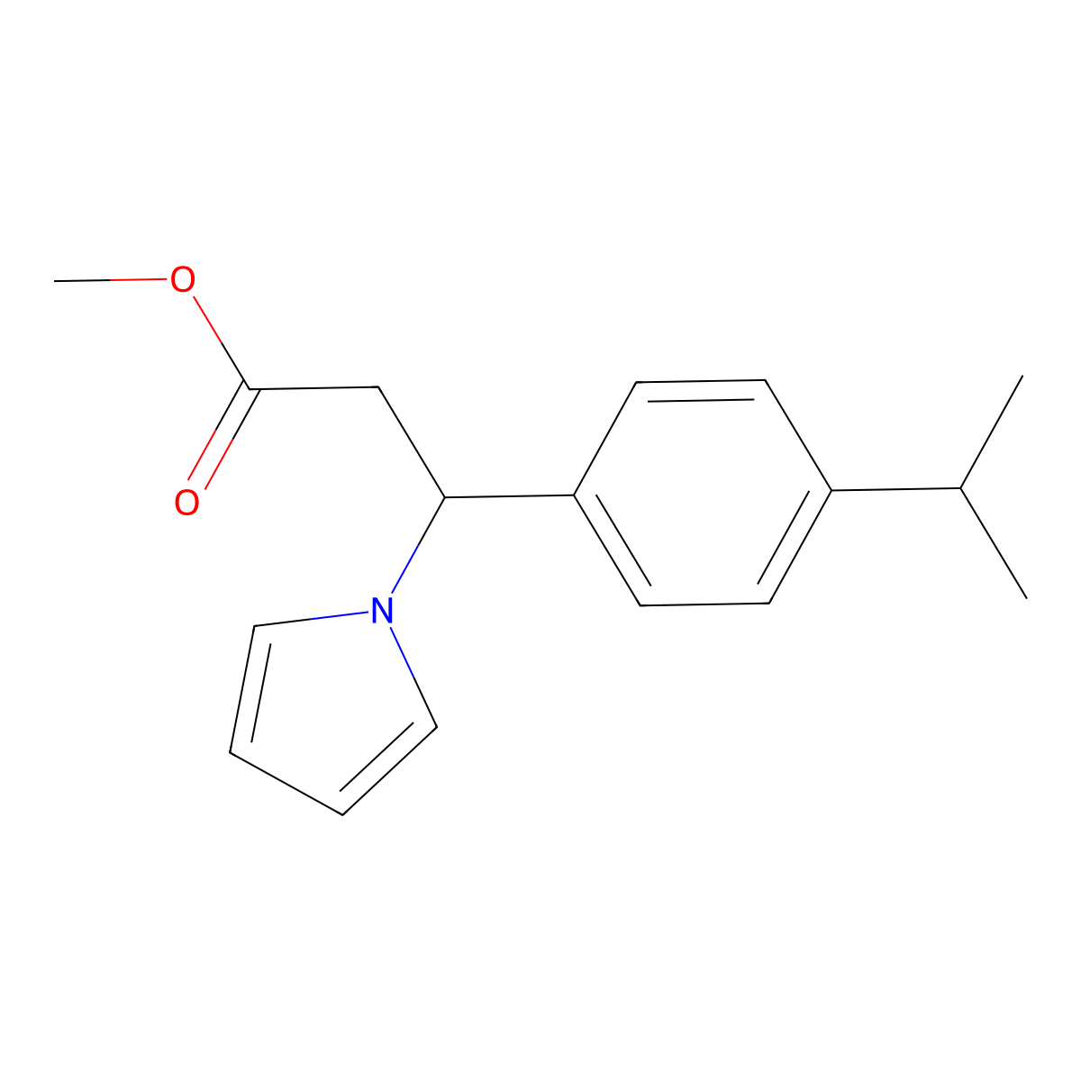 methyl 3-(4-isopropylphenyl)-3-(1H-pyrrol-1-yl)propanoate molecular structure, CAS 477850-23-0